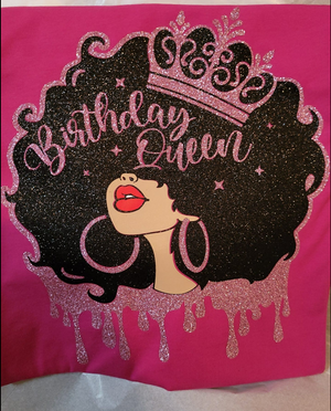 Birthday Queen Glitter Tee