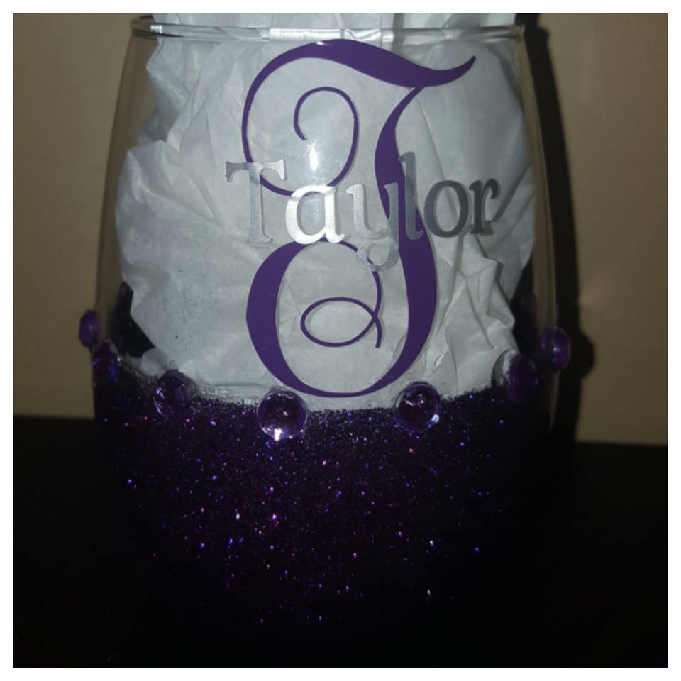 Personalized Bling Candy Coated StemLess Sipper